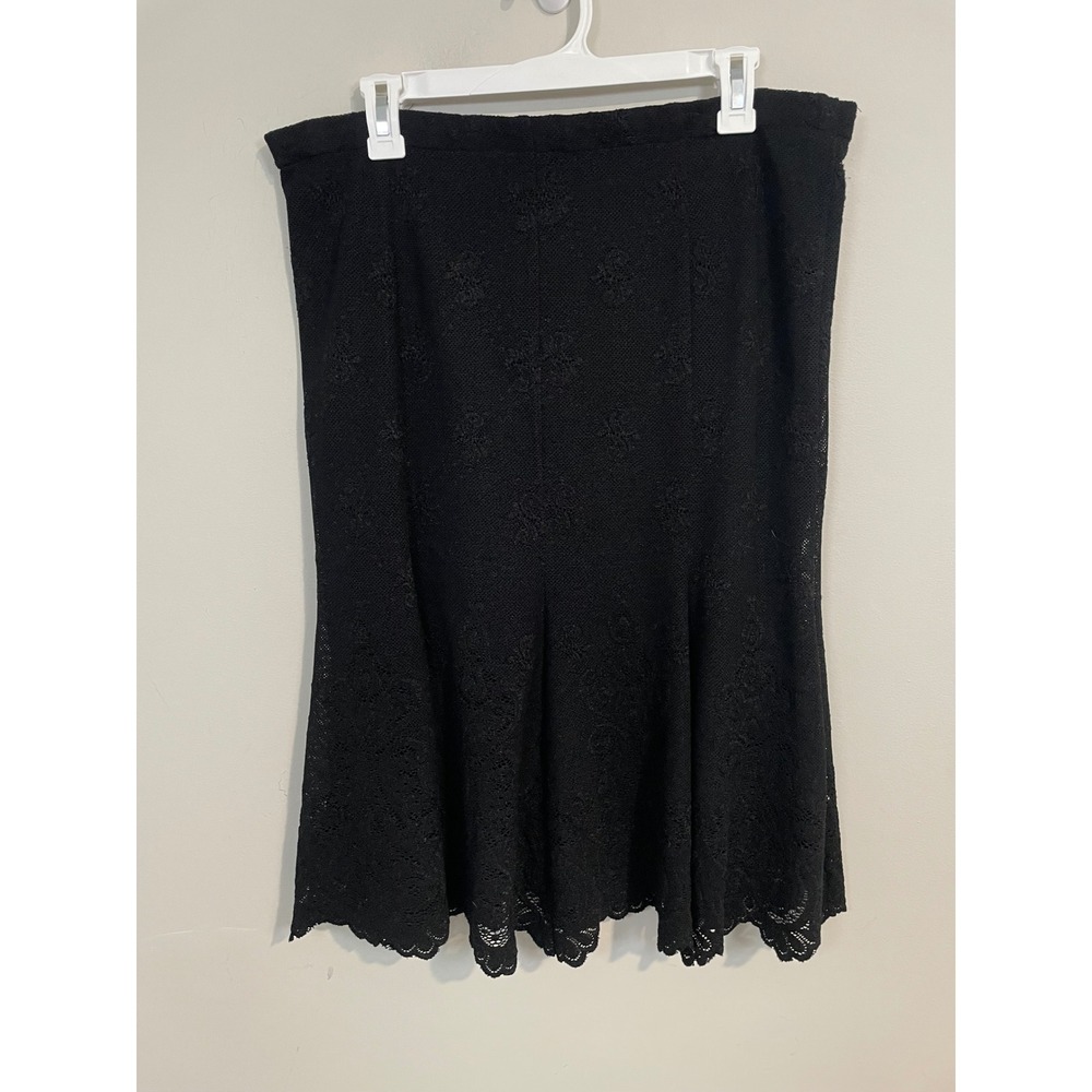 Charles Chang-Lima Black Lace‎ Knee Length Midi Skirt Size 10 WhimsiGoth Boho